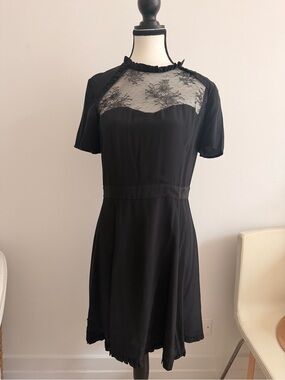 The Kooples Black Lace Yoke Mini Dress